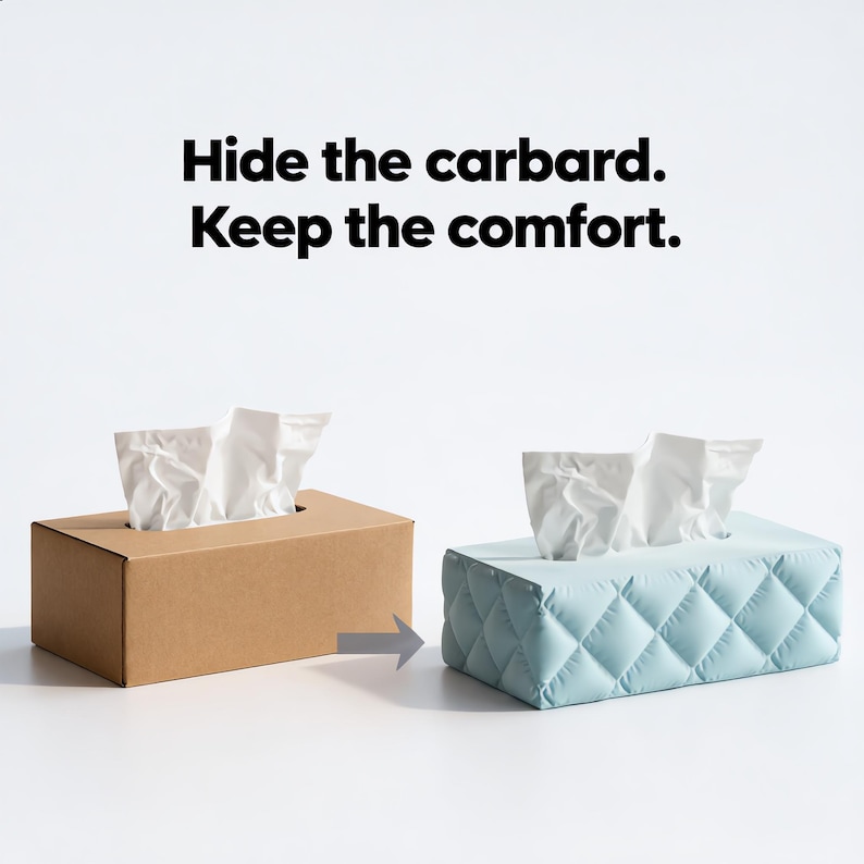 Quilted Tissue Box Cover | Padded Diamond Cushion Tissue Holder | Luxe ...
