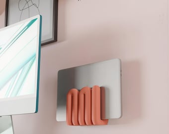 Supporto per laptop a parete ondulato / Dock galleggiante a forma di onda per MacBook e tablet