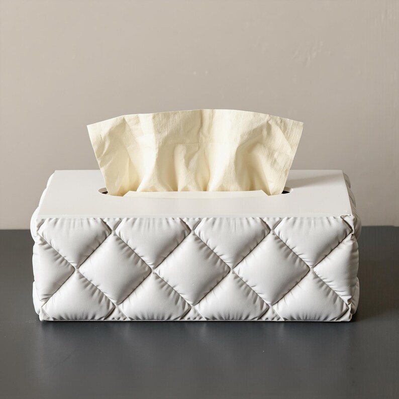 Quilted Tissue Box Cover | Padded Diamond Cushion Tissue Holder | Luxe ...