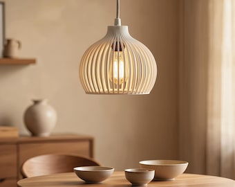 Ribbed Onion Pendant Lampshade | Universal Fitted Lampshade | Boho Scandinavian Japandi Light