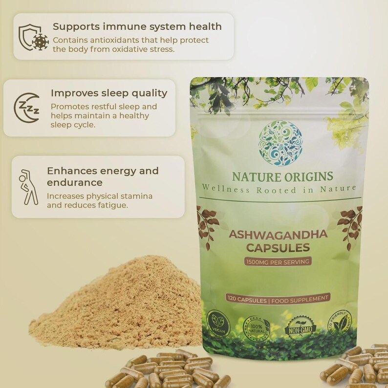 Nature Origins Ashwagandha Capsules – Stress Relief | Natural Deep Sleep | Recovery Support image 3