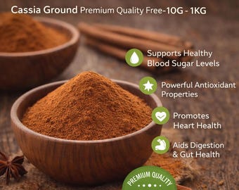 Organic Cassia Cinnamon Powder – Ground Spice for Wellness, Antioxidants, Digestion (10g-1kg)