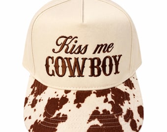 Gorra vaquera Kiss Me / Gorra estilo western con estampado de vaca / Gorra coqueta para conciertos country / Gorra western de boutique