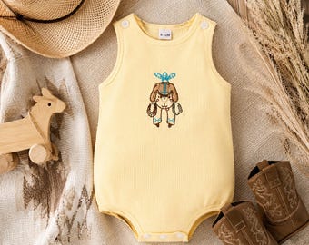Pelele de burbujas estilo western para bebé / Conjunto vaquero/vaquera / Ropa de bebé neutra / Pelele bordado para bebé