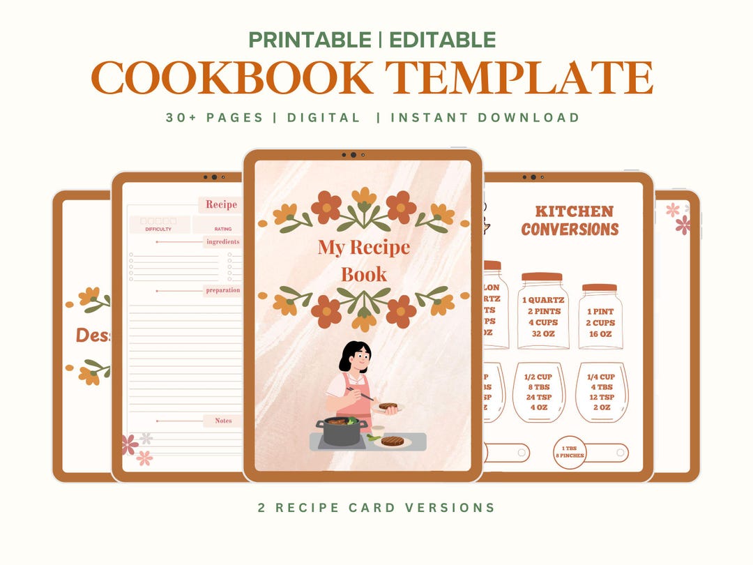 Editable Cook Book Template | Canva Digital Cookbook Template - Etsy