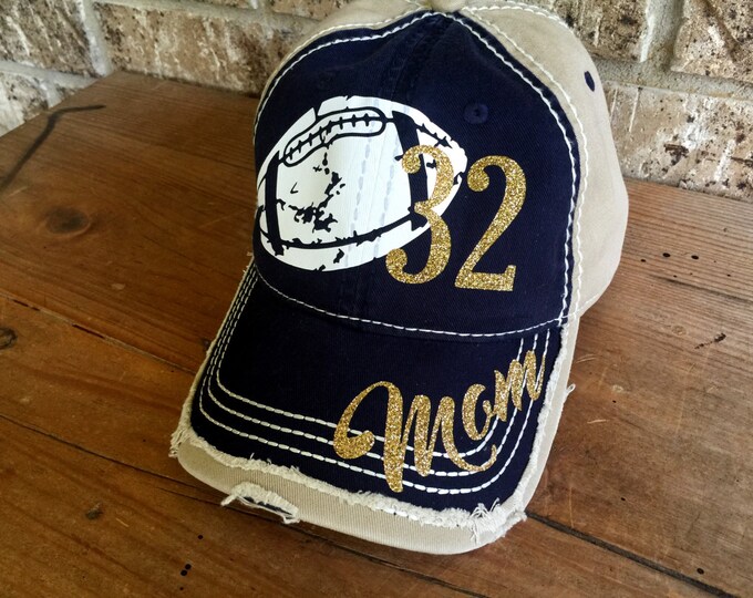 Funny 'Football Mom' Embroidered Baseball Cap - Adjustable, Cotton, With Gift Box For Women