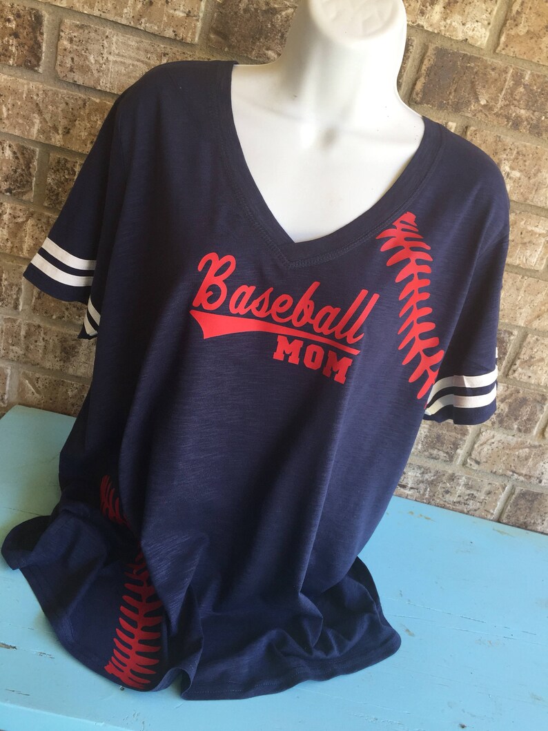 Baseball Laces TShirt with baseball mom shirt Short Sleeve V Etsy