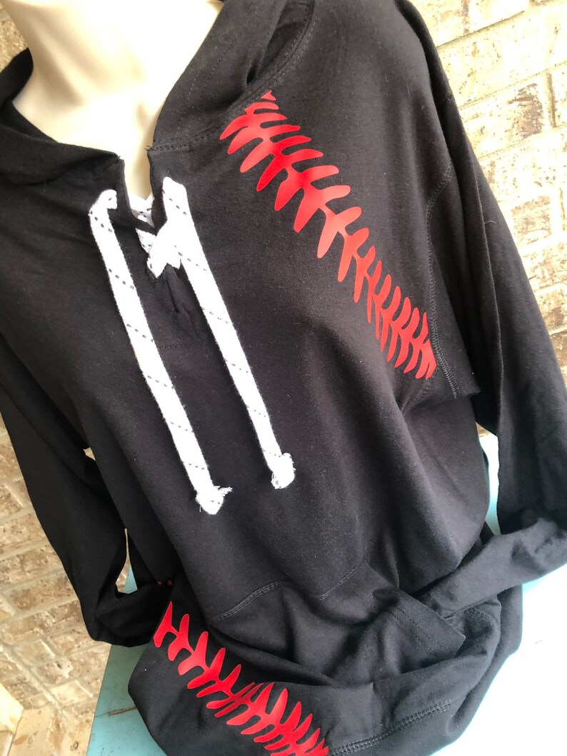 Baseball Hoodie With Lace up Front and Baseball Laces on the | Etsy