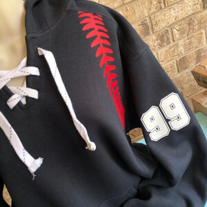 Baseball Hoodie with lace up front and baseball laces on the sides | Baseball sweatshirt | baseball mom hoodie | Baseball Hoody- UNISEX