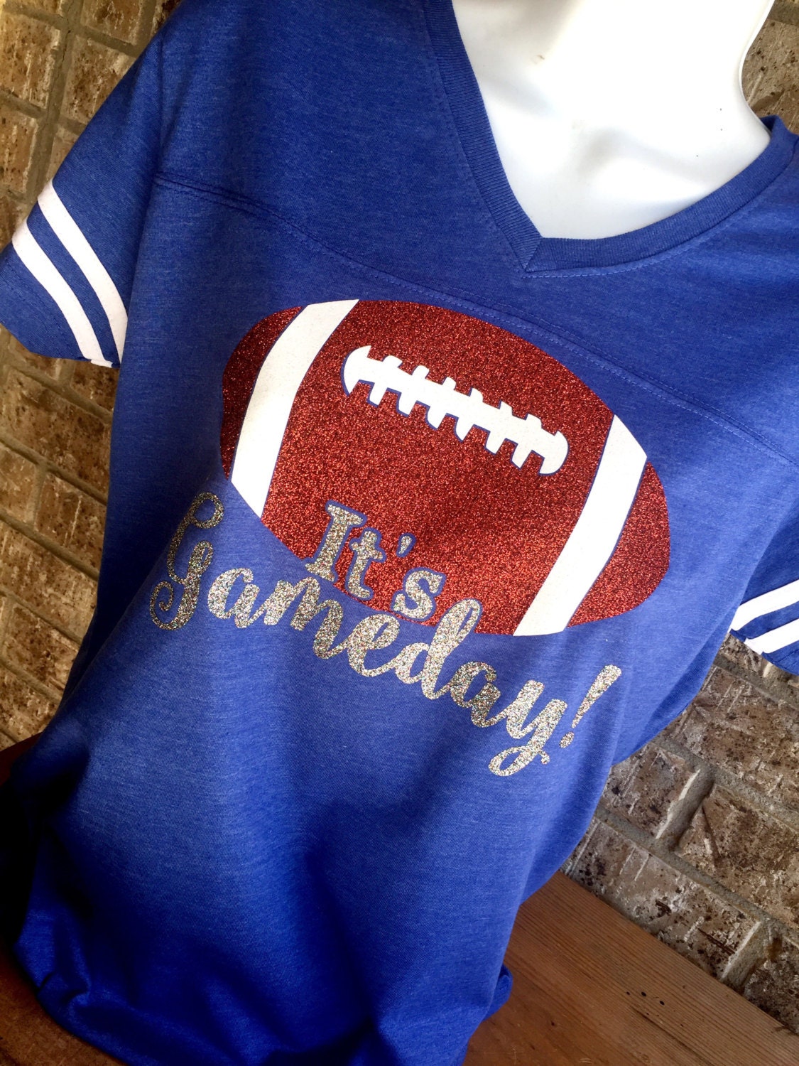 V Neck It's Gameday Glitter Football T-Shirt football | Etsy