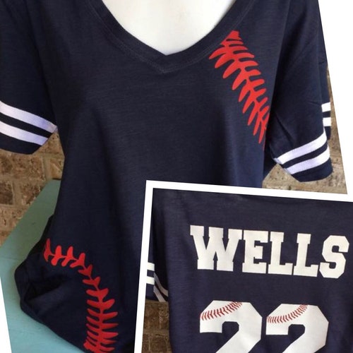 Baseball Laces Tshirt With Baseball Mom Shirt Short Sleeve V Etsy