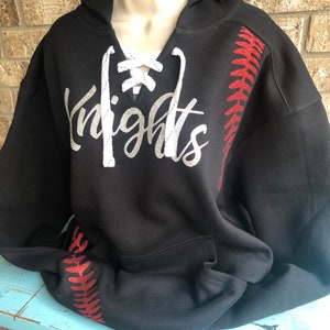 Baseball Team Name Hoodie Lace up Front and Glitter Baseball - Etsy