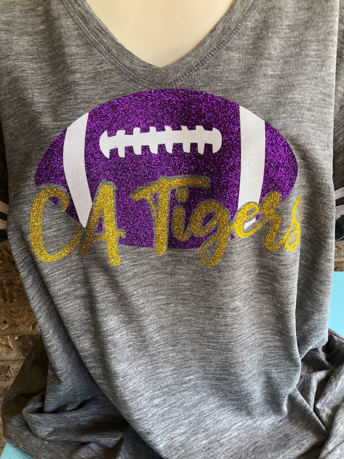 Custom Team Name Glitter Football Tshirt Name and on Back Etsy