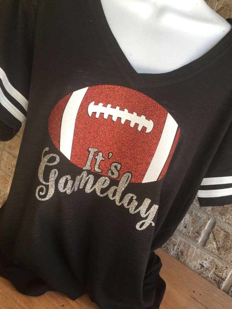 V Neck It's Gameday Glitter Football T-Shirt Football | Etsy