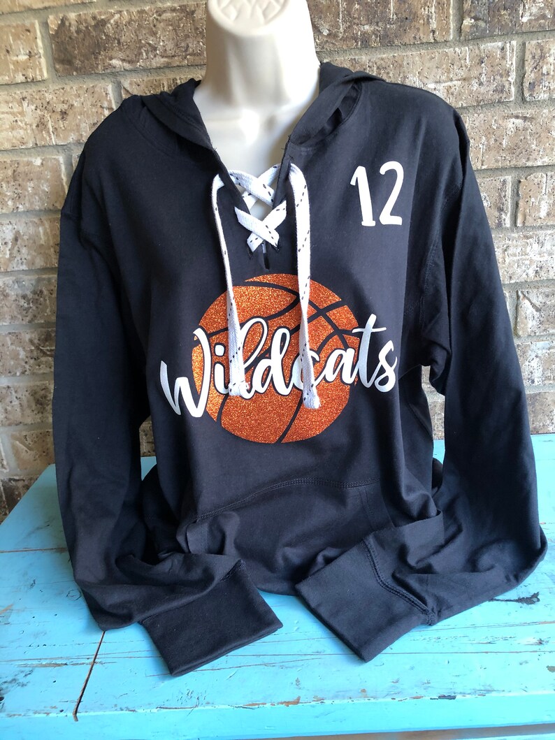 Basketball Hoodie with lace up front and team or player name | Etsy