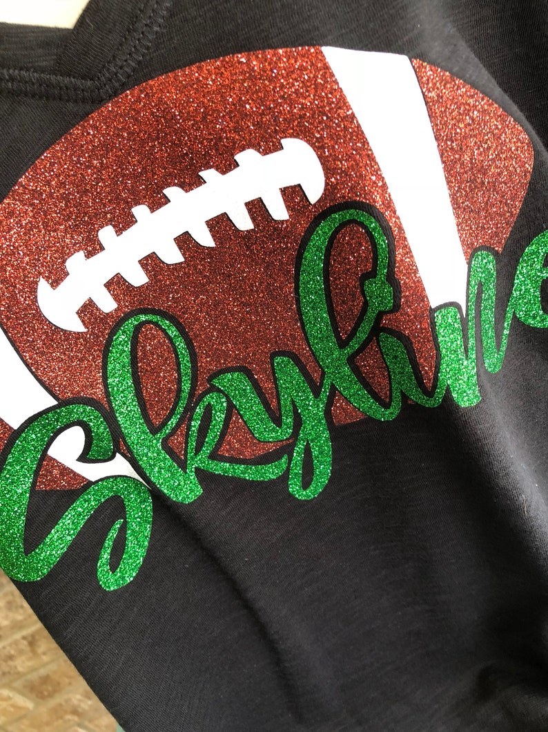 Custom Team Name Glitter Football Tshirt Football Shirt Etsy