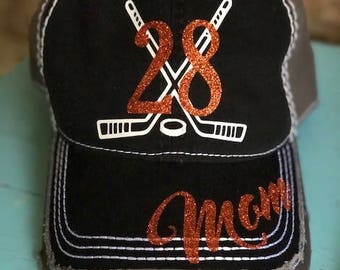 Customized Hockey Cap, Hockey Mom Baseball Cap, Hockey Mom Hat, Sports Mom Cap