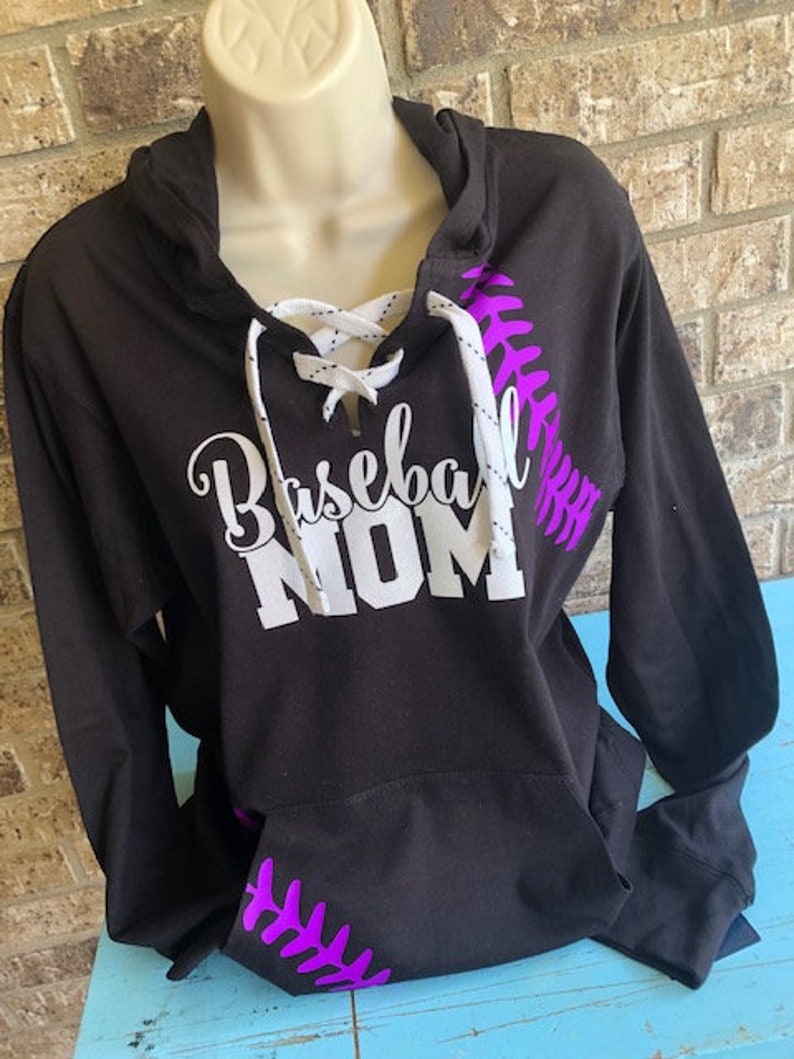 Baseball Mom Hoodie With Lace up Front and Baseball Laces on | Etsy