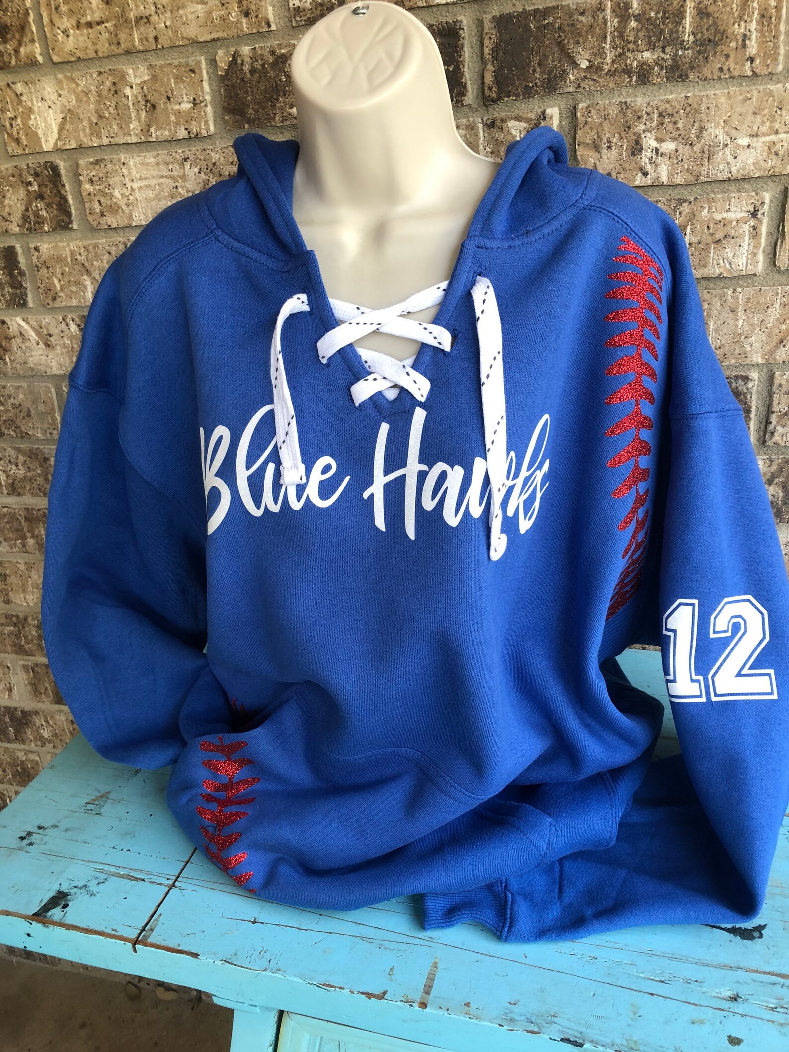 Baseball Team Name Hoodie Lace Up Front And Baseball Laces Etsy