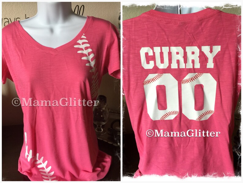 V Neck Baseball Laces TShirt baseball mom shirt fitted Etsy