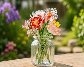 DIY mini glazen verjaardagsboeket, verjaardagscadeau familie, handgemaakte glazen bloemen geboortemaand, woondecoratie, cadeau voor moeder, cadeau voor vrouw