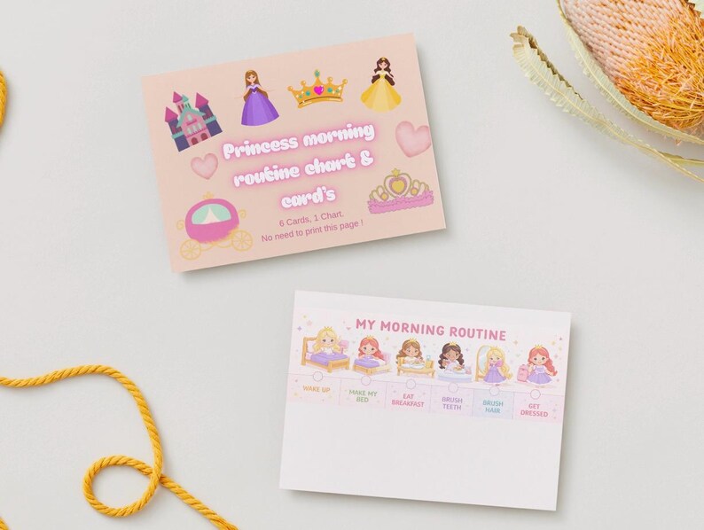 Princess Morning Routine Chart Cards | Toddler Visual Schedule (digital ...