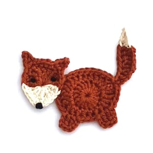 Crochet applique, crochet fox.  Rust applique fox, Cardmaking, scrapbooking, appliques, craft embellishments, sewing accessories