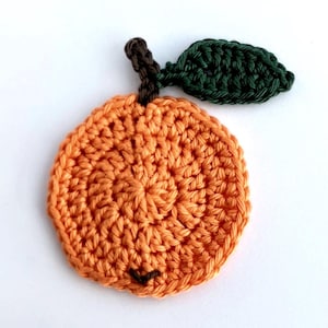 Crochet applique, crochet fruit,1 large applique orange, Cardmaking, scrapbooking, appliques, handmade, sew on patches embellishments