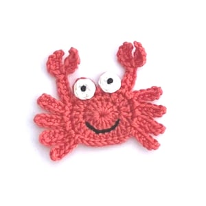 Crochet Crab Applique, Peach Cotton Craft Embellishment
