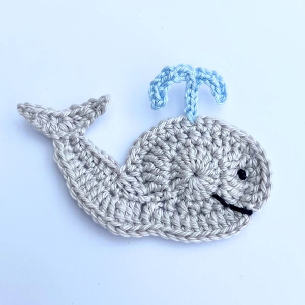 Crochet applique, Sea life crochet fish, 1 applique whale,   cardmaking, scrapbooking, appliques, craft embellishments, sewing accessories