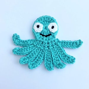 Crochet applique, 1  turquoise crochet applique octopus  cards, scrapbooks, appliques and embellishments