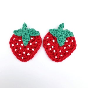 Crochet applique, 2 large crochet strawberries. Cardmaking, scrapbooking, appliques, craft embellishments, sewing accessories