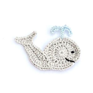 Crochet applique, Sea life crochet fish, 1 applique whale,   cardmaking, scrapbooking, appliques, craft embellishments, sewing accessories