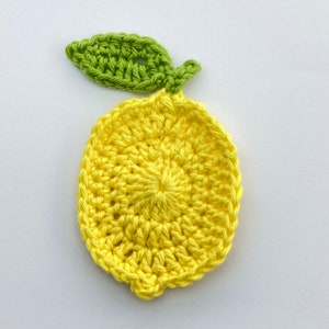 Applique au crochet, fruit au crochet, 1 gros citron jaune au crochet, fabrication de cartes, scrapbooking, appliques, fait main, embellissements à coudre