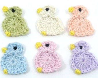 Easter appliques, Crochet applique, 6 small applique birds, cardmaking, scrapbooking, appliques, handmade, sew on patches. embellishments