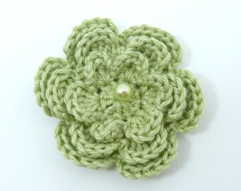Crochet applique, 1 medium three-layer crochet flower. Cardmaking, scrapbooking, appliques, handmade, sew on patches. embellishments