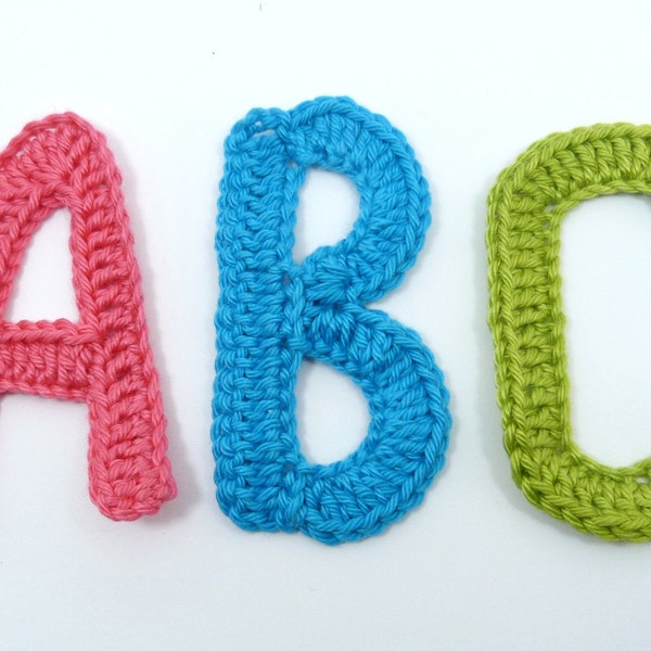1 Applique letter, Crochet applique, 1 large crochet letter, cardmaking, appliques, scrapbooking, handmade, sew on patches embellishments