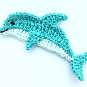Appliques au crochet, 1 applique dauphin au crochet, poisson au crochet, scrapbooking, fabrication de cartes, appliques, embellissements à coudre