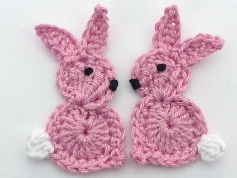 Crochet Rabbits, Crochet Applique, 2 Large Easter Bunnies, Cardmaking ...