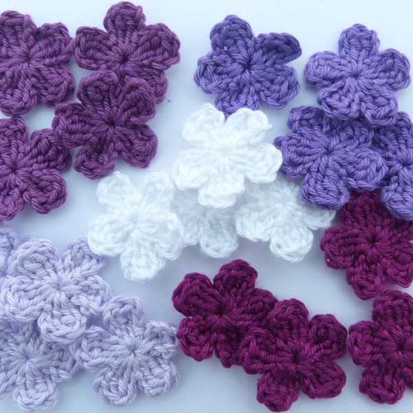 Applique au crochet, fleurs au crochet, fabrication de cartes de 20 petites fleurs en applique, scrapbooking, appliques, fait main, embellissements à coudre