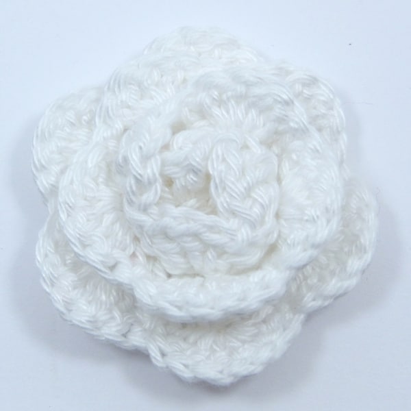 Applique au crochet, 1 rose blanche moyenne au crochet carterie, scrapbooking, appliques, fait main, coudre sur patchs embellissements