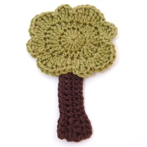 Crochet applique, 1 crochet applique green tree cards, scrapbooks, appliques and embellishments