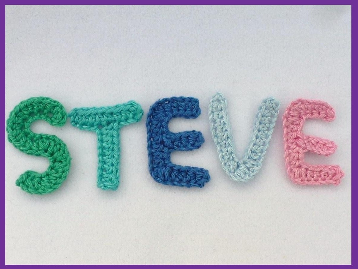5 Applique letters Crochet applique 5 crochet letters Etsy