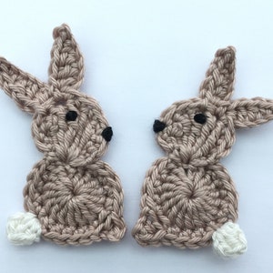 Lapins au crochet, appliqué au crochet, 2 grands lapins de Pâques, fabrication de cartes, appliques, scrapbooking, fait main, patchs à coudre. embellissements
