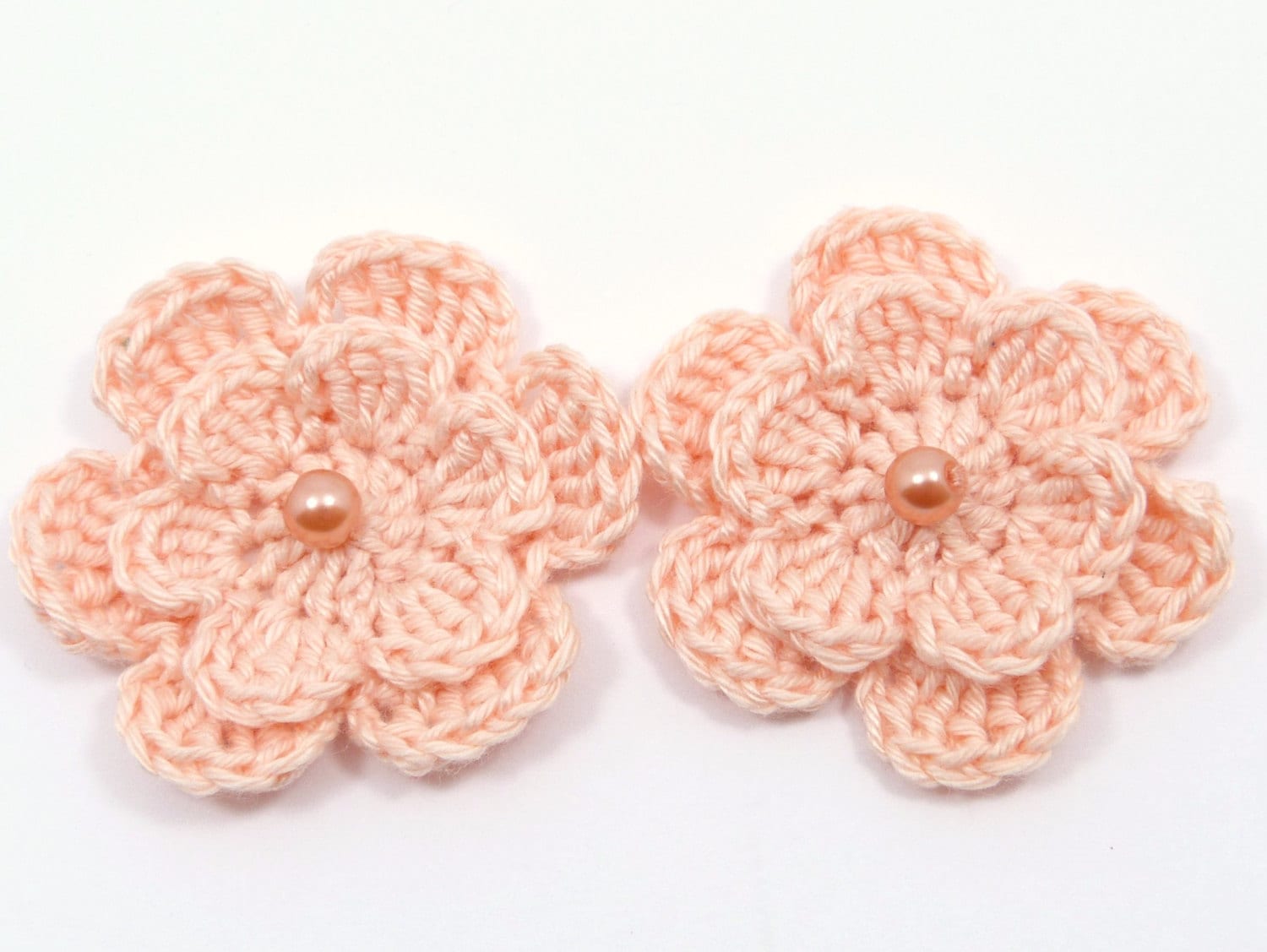 Crochet Applique 2 Pale Peach Twolayer Crochet Flowers Etsy UK