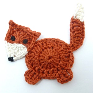 Crochet applique, crochet fox.  Rust applique fox, Cardmaking, scrapbooking, appliques, craft embellishments, sewing accessories