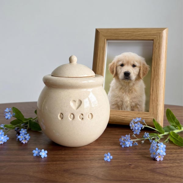 Urna de cerámica hecha a mano para mascotas, recuerdo conmemorativo personalizado para gatos, urna para gatos, urna para perros.