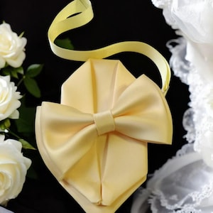 Adult & Kids sizes Lemon Yellow bow tie with pocket square