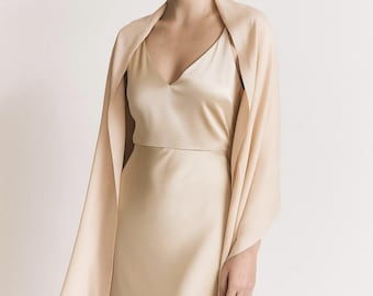Cashmere-like  Beige and Ivory Shawl