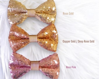 Men Child Boy Rose Gold sequin  bow tie